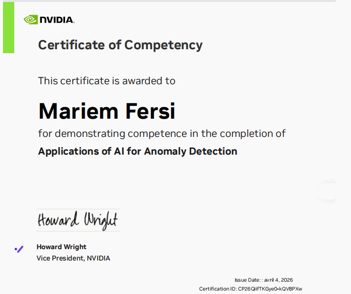Applications of AI for Anomaly Detection certificate