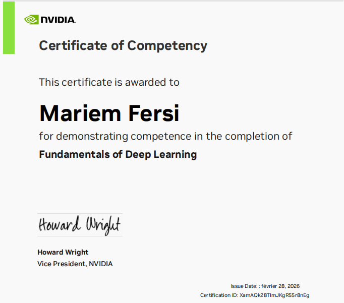 Fundamentals of Deep Learning certificate